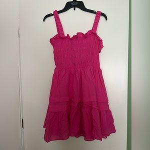 Pink Mini flounce dress with cut out back